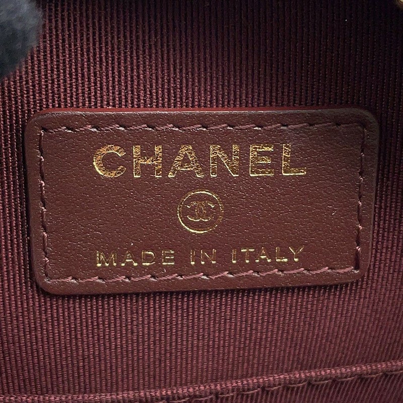 シャネル チェーンショルダーバッグ マトラッセ ココマーク ラウンド キャビアスキン A70657 CHANEL 黒