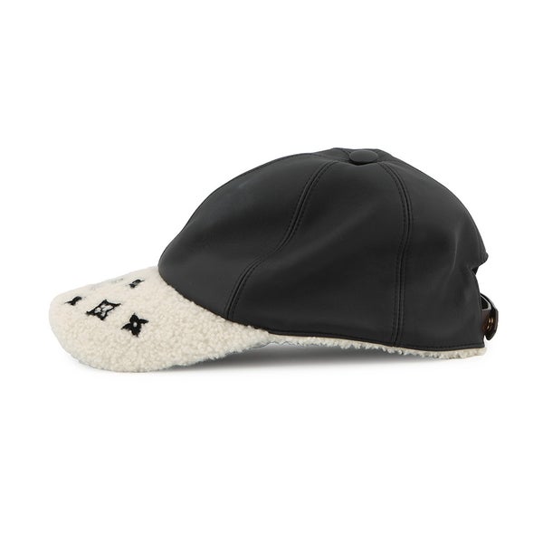 ルイヴィトン キャップ シェアリング ラムレザー ムートン サイズM M00493 LOUIS VUITTON 帽子 ブラック 黒