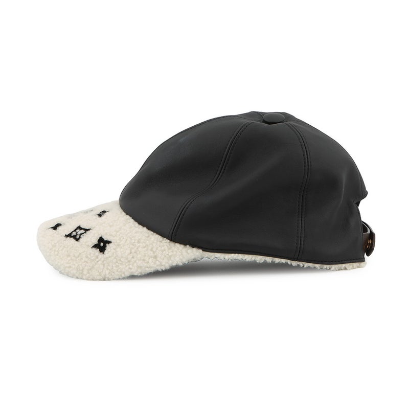 ルイヴィトン キャップ シェアリング ラムレザー ムートン サイズM M00493 LOUIS VUITTON 帽子 ブラック 黒