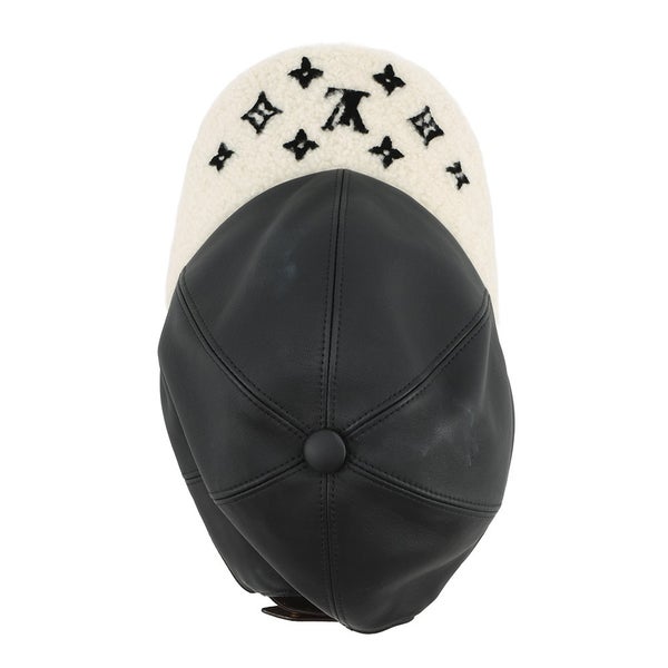 ルイヴィトン キャップ シェアリング ラムレザー ムートン サイズM M00493 LOUIS VUITTON 帽子 ブラック 黒