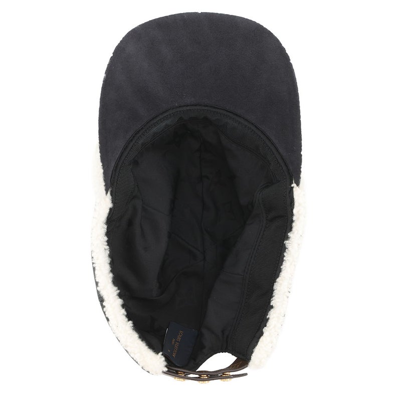 ルイヴィトン キャップ シェアリング ラムレザー ムートン サイズM M00493 LOUIS VUITTON 帽子 ブラック 黒