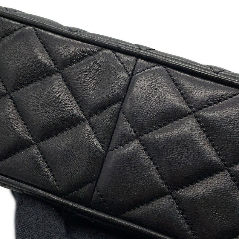 シャネル チェーンショルダーバッグ ココマーク マトラッセ フリンジ ラムスキン CHANEL 黒