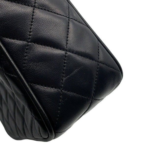 シャネル チェーンショルダーバッグ ココマーク マトラッセ フリンジ ラムスキン CHANEL 黒