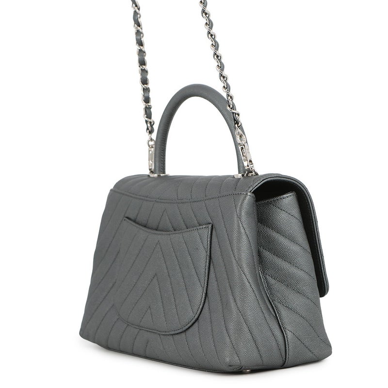 シャネル ハンドバッグ シェブロン ココマーク ハンドル ココハンドル キャビアスキン A92991 CHANEL 2wayショルダー