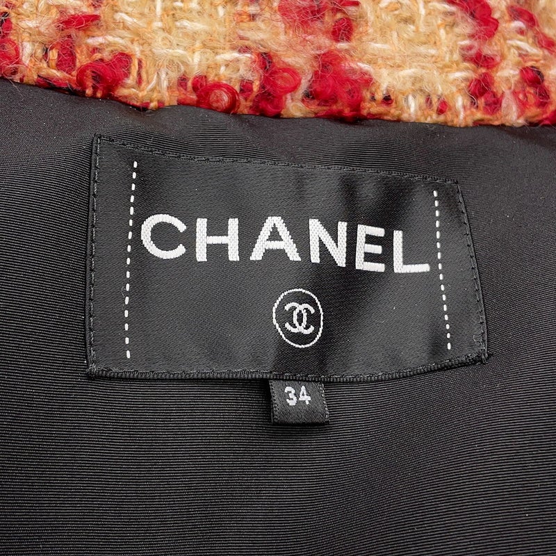 シャネル ダウンベスト ツイード ストライプ レディースサイズ34 モヘア ウール P77367 CHANEL アパレル アウター