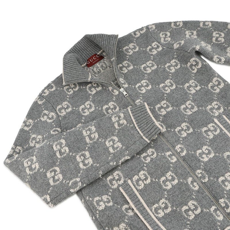 グッチ カーディガン GGジャガード ブークレステッチ ジップアップ レディースサイズM ウール 814285 GUCCI アパレル