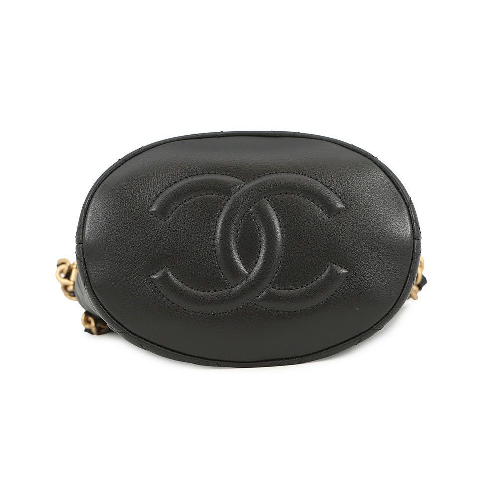 シャネル チェーンショルダーバッグ バケット ココマーク マトラッセ ラムスキン AS3946 CHANEL ポーチ付き 黒 シャネル チェーンショルダーバッグ バケット ココマーク マトラッセ
