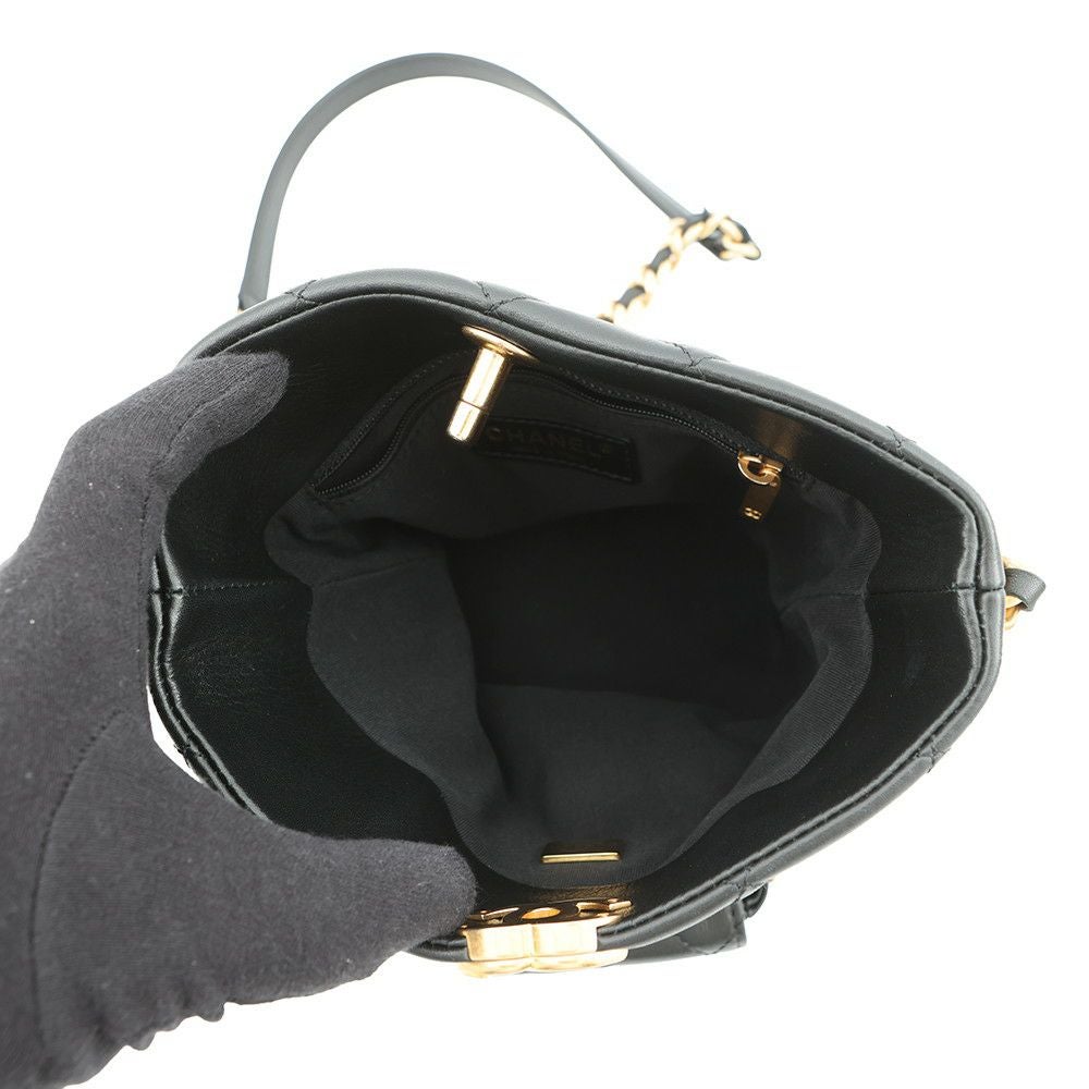 シャネル チェーンショルダーバッグ バケット ココマーク マトラッセ ラムスキン AS3946 CHANEL ポーチ付き 黒 シャネル チェーンショルダーバッグ バケット ココマーク マトラッセ