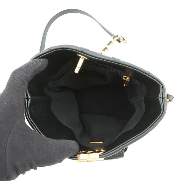 シャネル チェーンショルダーバッグ バケット ココマーク マトラッセ ラムスキン AS3946 CHANEL ポーチ付き 黒