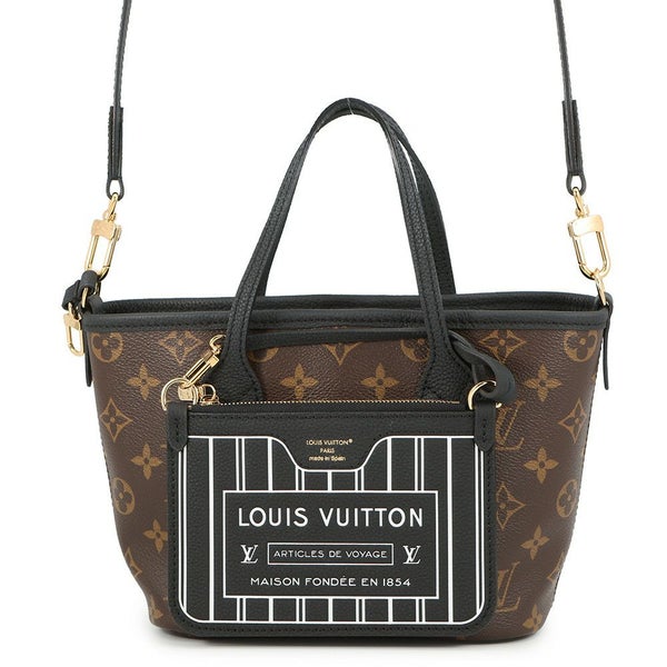 ルイヴィトン トートバッグ モノグラム/グレインレザー ネヴァーフル・インサイドアウト BB M12099 2way ショルダー 黒 ブラック