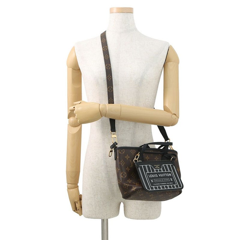 ルイヴィトン トートバッグ モノグラム/グレインレザー ネヴァーフル・インサイドアウト BB M12099 2way ショルダー 黒 ブラック