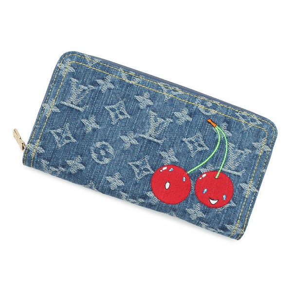 ルイヴィトン 長財布 モノグラム・チェリー デニム LV × TM ジッピー・ウォレット M23161 村上隆コラボ