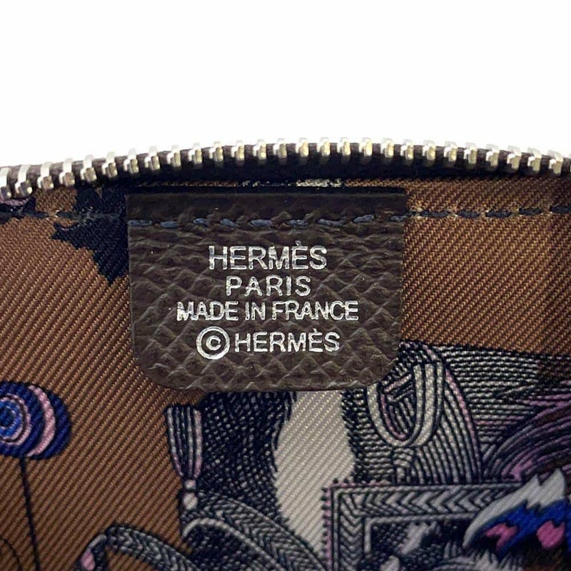 エルメス コインケース アザップコンパクト ミニ シルクイン エベンヌ/シルバー金具 エプソン B刻印