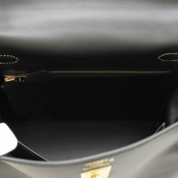 エルメス ハンドバッグ ケリー25 タッチ 内縫い ブラック/オンブレ/ゴールド金具 スイフト/リザードナチュラ W刻印 黒