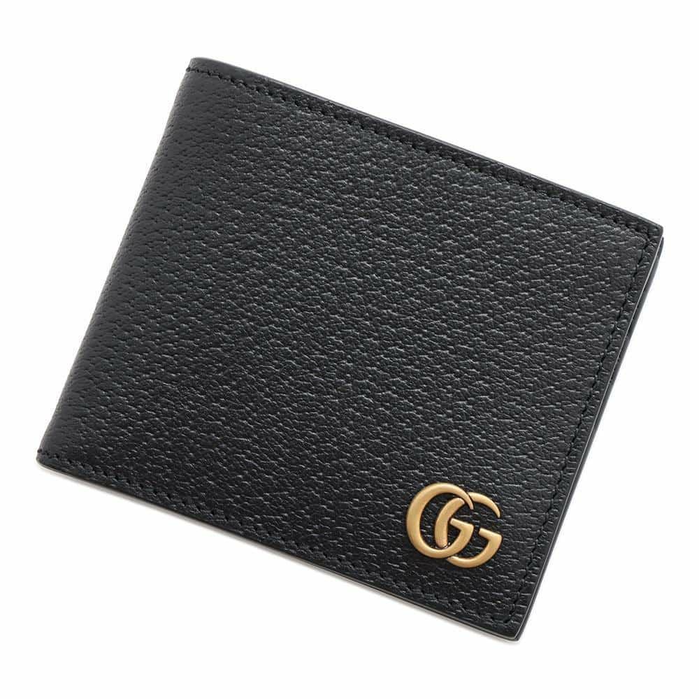 グッチ GGマーモント2つ折りレザーウォレット  428726【Sランク】【中古】 グッチ 二つ折り財布 GGマーモント レザー 428726 GUCCI 財布 カード