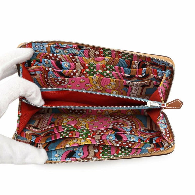 エルメス 長財布 アザップロング シルクイン キャラメル/シルバー金具 エバーカラー W刻印 HERMES 財布