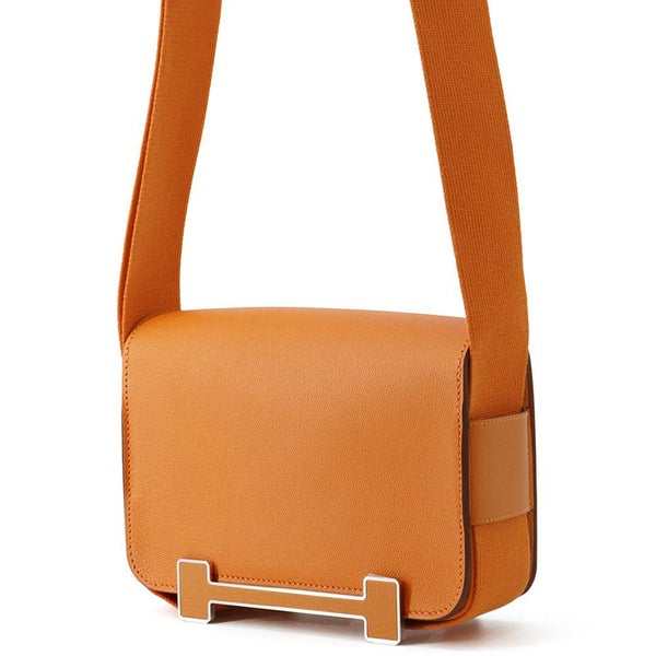 エルメス ショルダーバッグ ゲタ ヴェルソ オレンジ/カプシーヌ/シルバー金具 シェブルミゾル B刻印 シェーブル