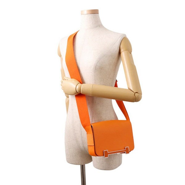 エルメス ショルダーバッグ ゲタ ヴェルソ オレンジ/カプシーヌ/シルバー金具 シェブルミゾル B刻印 シェーブル