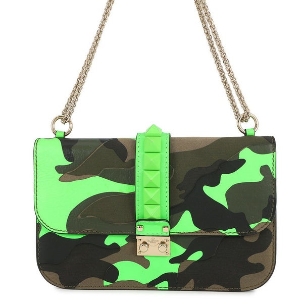 ヴァレンティノ・ガラヴァーニ チェーンショルダーバッグ グラムロック カモフラージュ キャンバス レザー VALENTINO