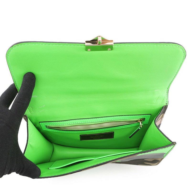 ヴァレンティノ・ガラヴァーニ チェーンショルダーバッグ グラムロック カモフラージュ キャンバス レザー VALENTINO