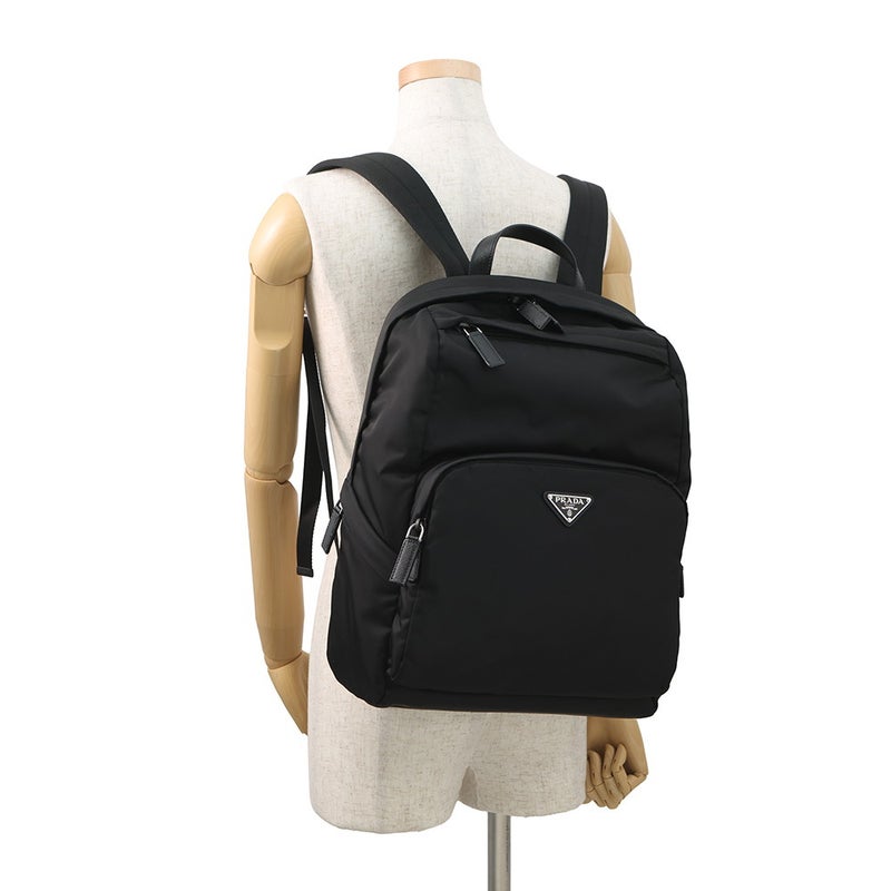 プラダ リュック Re-Nylon x サフィアーノ バックパック ナイロン 2VZ104 PRADA バッグ リュックサック 黒