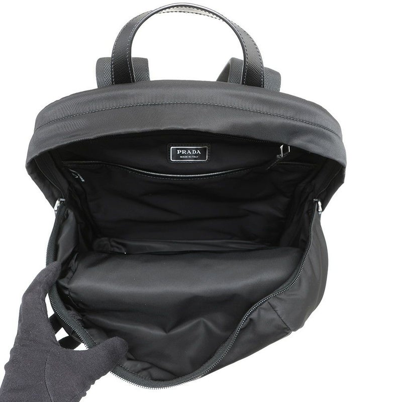 プラダ リュック Re-Nylon x サフィアーノ バックパック ナイロン 2VZ104 PRADA バッグ リュックサック 黒