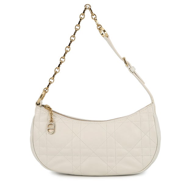 クリスチャン・ディオール チェーンショルダーバッグ マクロカナージュ CD ラウンジ ホーボーバッグ ラムスキン M22626FBE 白