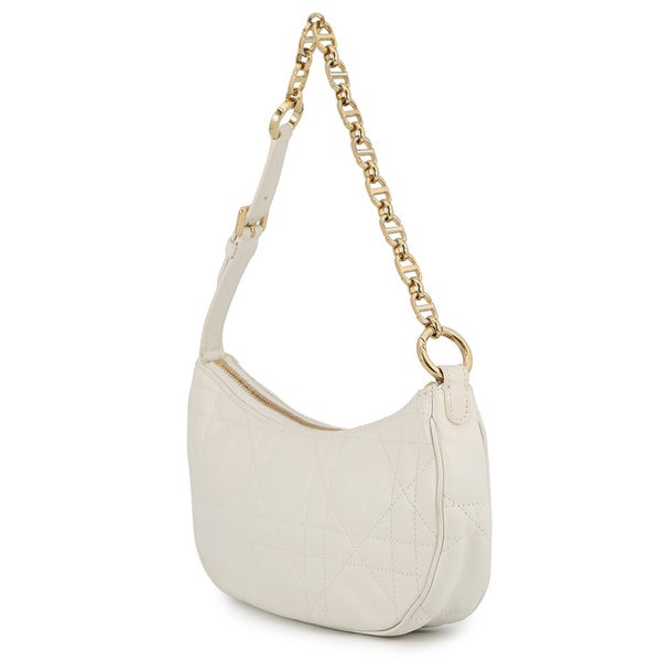 クリスチャン・ディオール チェーンショルダーバッグ マクロカナージュ CD ラウンジ ホーボーバッグ ラムスキン M22626FBE 白