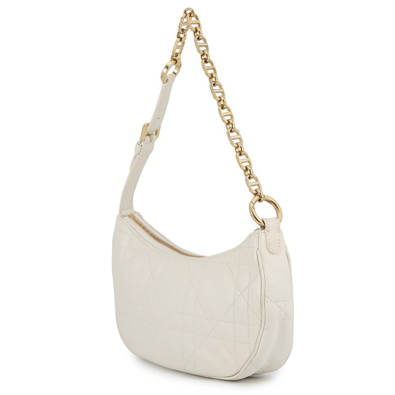 クリスチャン・ディオール チェーンショルダーバッグ マクロカナージュ CD ラウンジ ホーボーバッグ ラムスキン M22626FBE 白