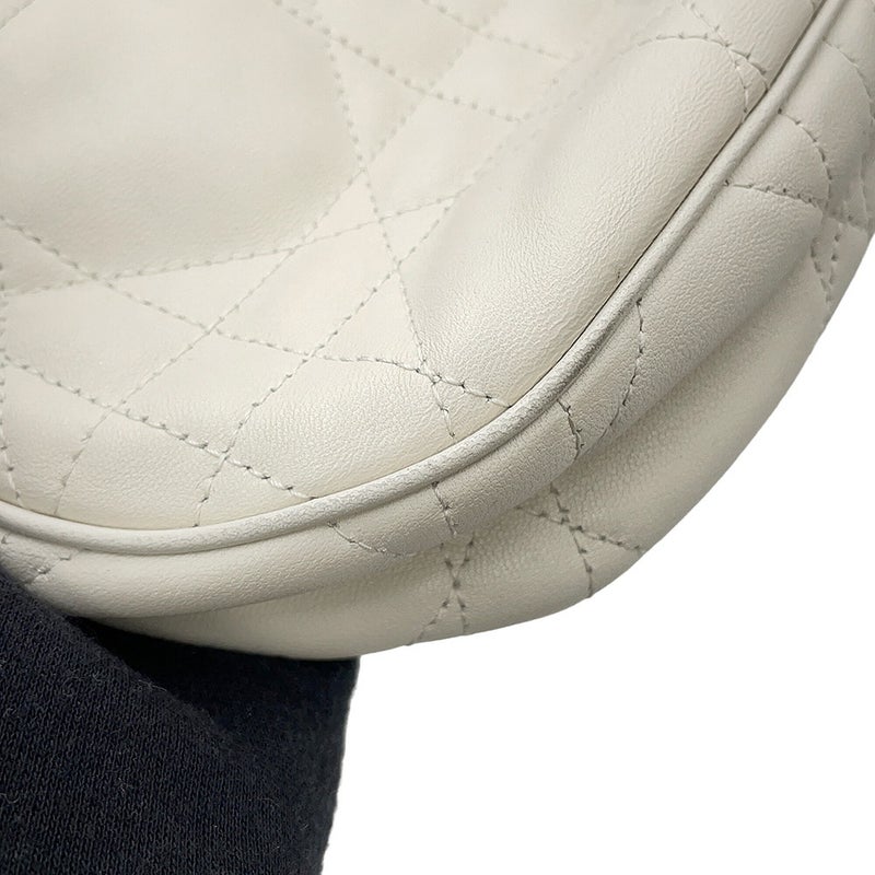 クリスチャン・ディオール チェーンショルダーバッグ マクロカナージュ CD ラウンジ ホーボーバッグ ラムスキン M22626FBE 白