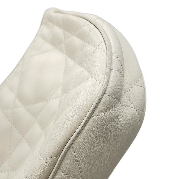 クリスチャン・ディオール チェーンショルダーバッグ マクロカナージュ CD ラウンジ ホーボーバッグ ラムスキン M22626FBE 白