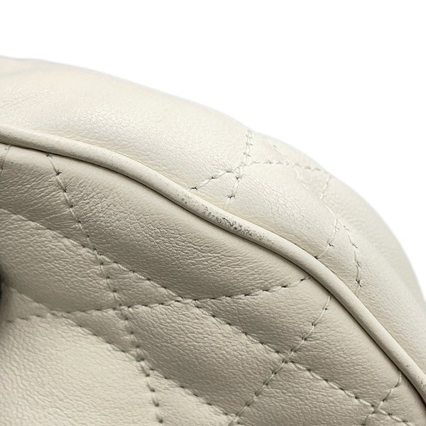 クリスチャン・ディオール チェーンショルダーバッグ マクロカナージュ CD ラウンジ ホーボーバッグ ラムスキン M22626FBE 白