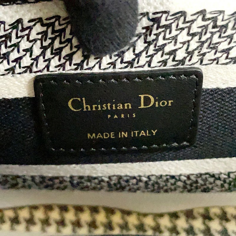 ディオール ハンドバッグ LADY D-LITE ハウンドトゥース ミディアム キャンバス M0565ONGE 2way 白 黒 千鳥格子