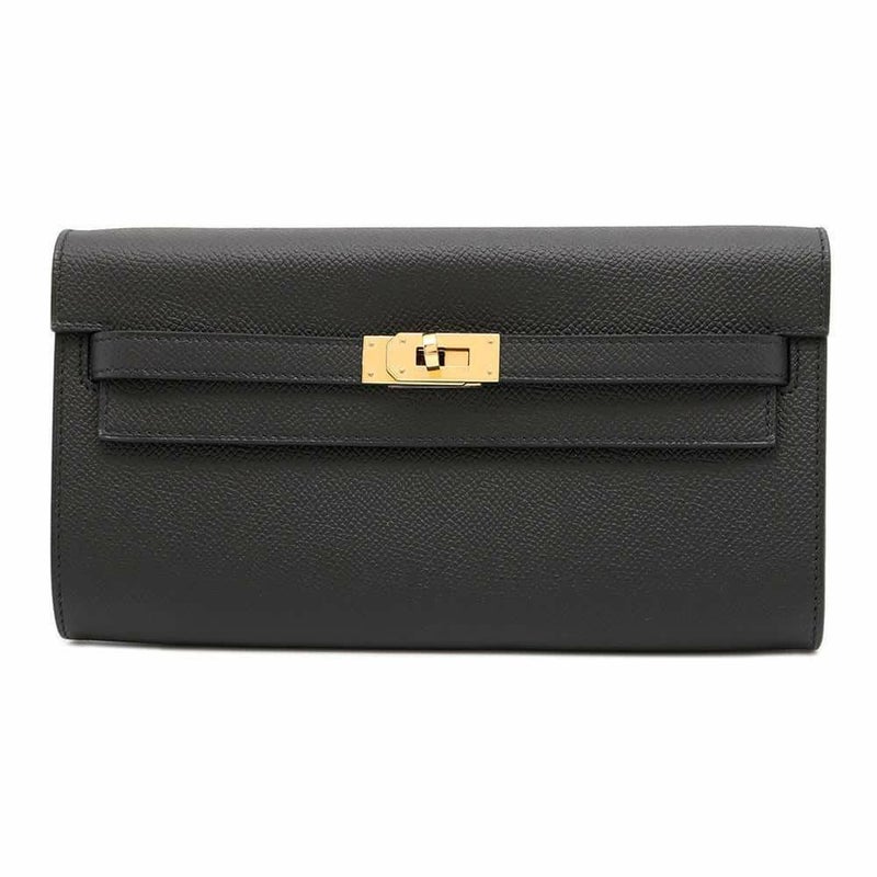 エルメス ケリーウォレット ロング トゥーゴー ブラック/ゴールド金具 エプソン W刻印 HERMES 黒
