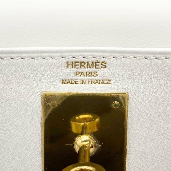 エルメス ハンドバッグ ケリー28 内縫い ホワイト/ゴールド金具 スイフト L刻印 2wayショルダー 白