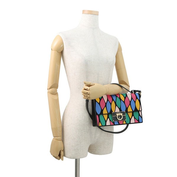 フェラガモ ハンドバッグ ガンチーニ レザー 21G008 Ferragamo 2way 黒