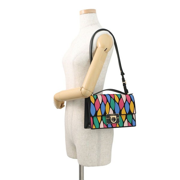 フェラガモ ハンドバッグ ガンチーニ レザー 21G008 Ferragamo 2way 黒