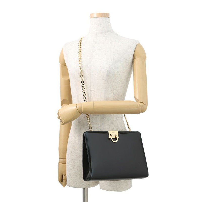 サルヴァトーレ・フェラガモ チェーンショルダーバッグ ガンチーニ クラシック レザー 218753 Ferragamo 黒