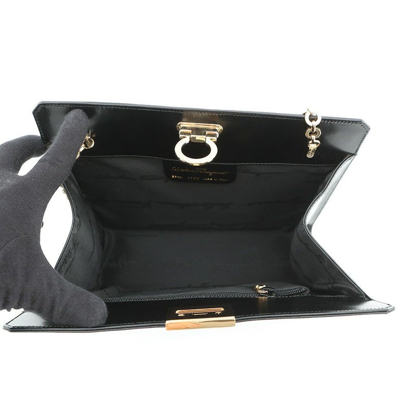サルヴァトーレ・フェラガモ チェーンショルダーバッグ ガンチーニ クラシック レザー 218753 Ferragamo 黒