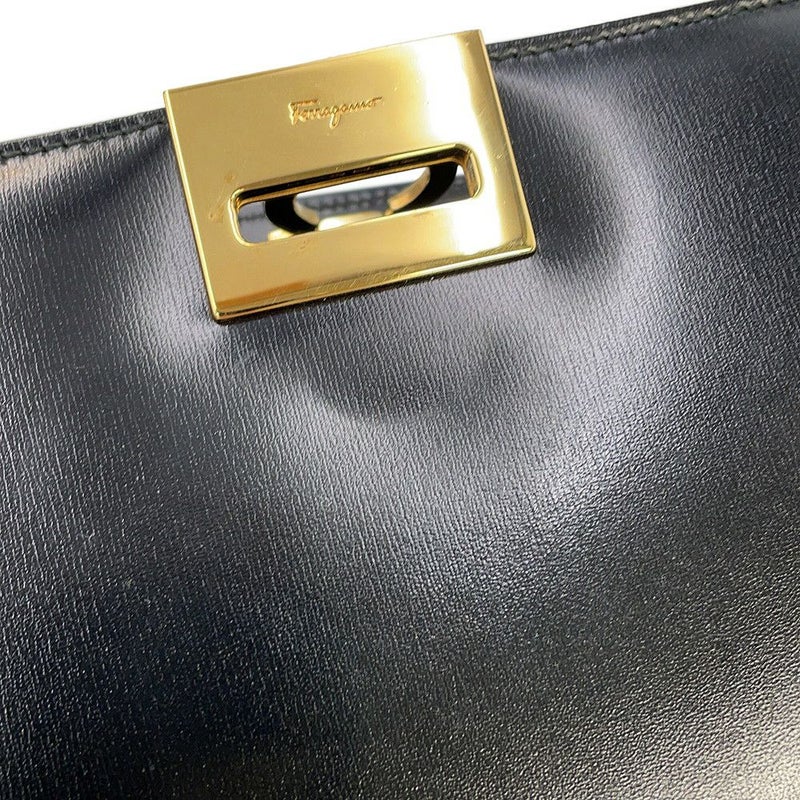 サルヴァトーレ・フェラガモ チェーンショルダーバッグ ガンチーニ クラシック レザー 218753 Ferragamo 黒