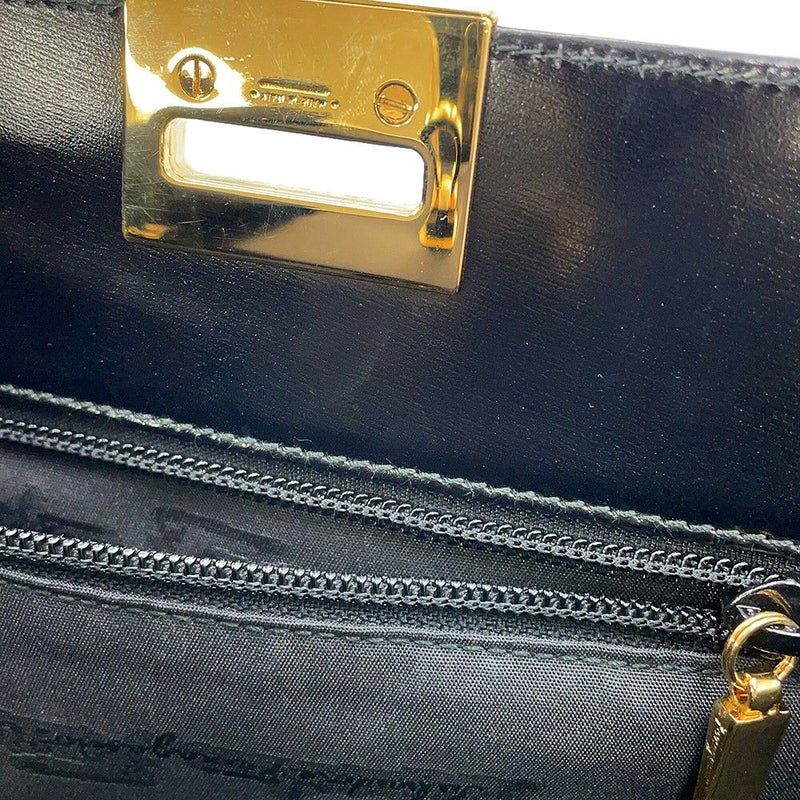 サルヴァトーレ・フェラガモ チェーンショルダーバッグ ガンチーニ クラシック レザー 218753 Ferragamo 黒