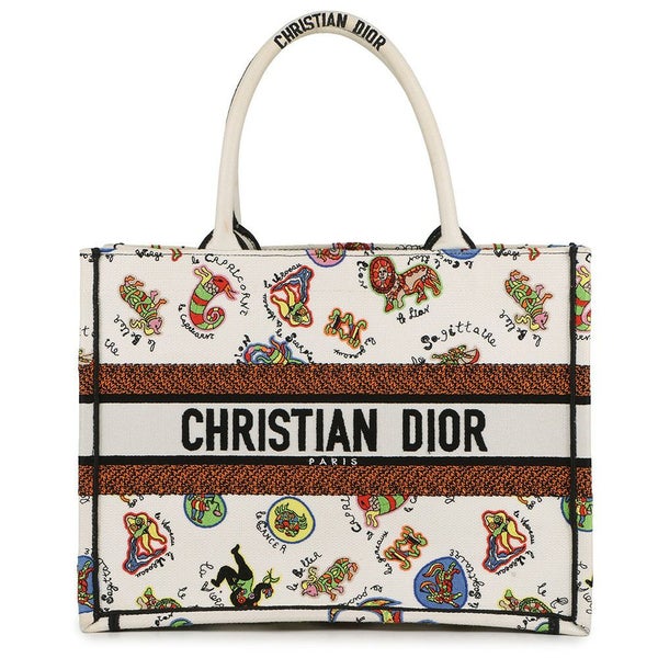 クリスチャン・ディオール トートバッグ ブックトート ニキ・ド・サンファル ミディアム Christian Dior 白