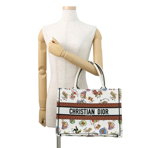 クリスチャン・ディオール トートバッグ ブックトート ニキ・ド・サンファル ミディアム Christian Dior 白