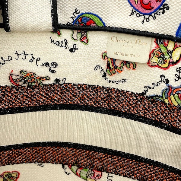 クリスチャン・ディオール トートバッグ ブックトート ニキ・ド・サンファル ミディアム Christian Dior 白