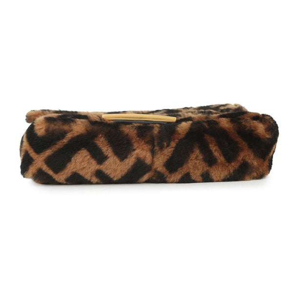 フェンディ ハンドバッグ ズッカ柄 バゲット ミニ ムートン/レザー 8BS017 FENDI 2wayショルダーバッグ