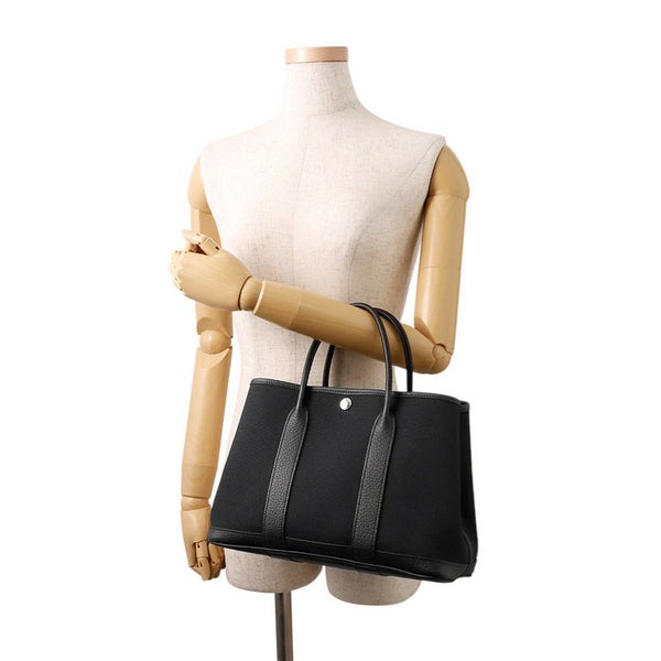 エルメス トートバッグ ガーデンパーティTPM ブラック/シルバー金具 トワルアッシュ/ネゴンダ X刻印 黒