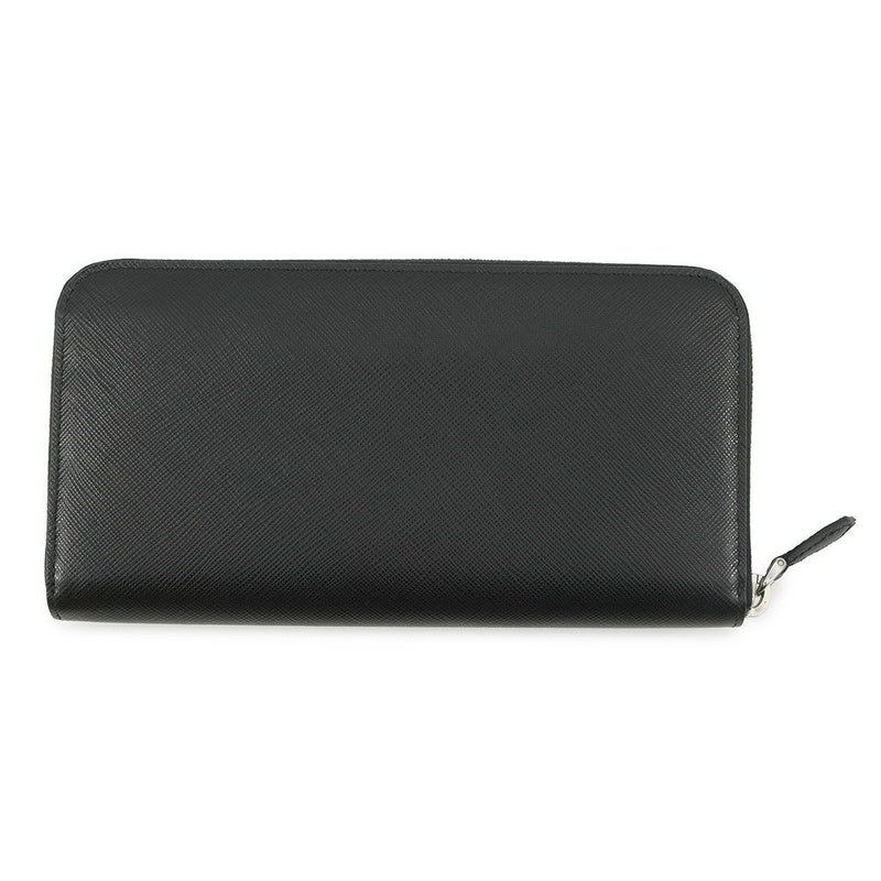 プラダ 長財布 ラウンドファスナー メタル ハート ローズ サフィアーノ レザー 1ML506 PRADA 財布 黒