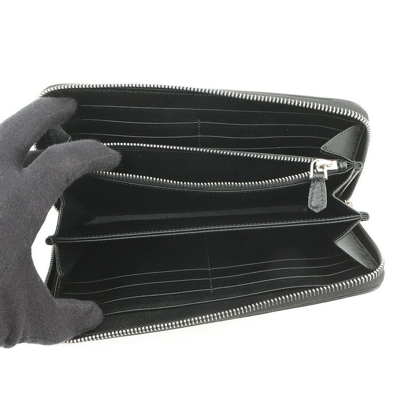 プラダ 長財布 ラウンドファスナー メタル ハート ローズ サフィアーノ レザー 1ML506 PRADA 財布 黒