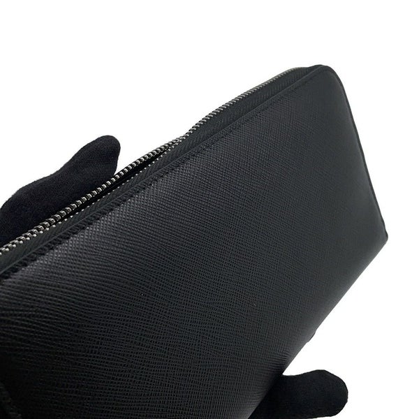 プラダ 長財布 ラウンドファスナー メタル ハート ローズ サフィアーノ レザー 1ML506 PRADA 財布 黒