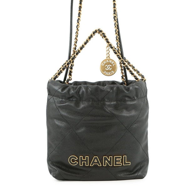 シャネル ハンドバッグ CHANEL 22 ミニ ココマーク キャビアスキン AS3980 CHANEL wayショルダー 黒